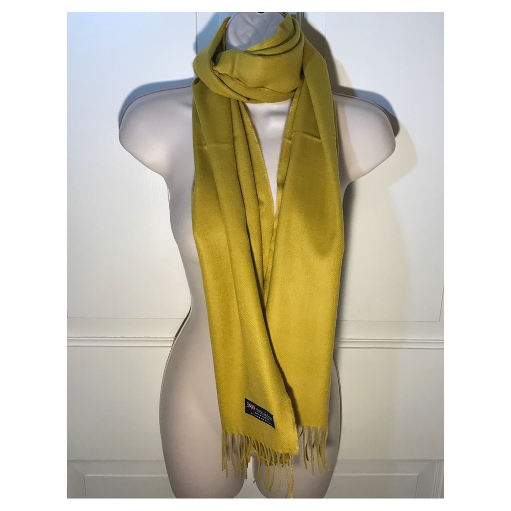 100% Cashmere Mustard Yellow Scarf Super Soft